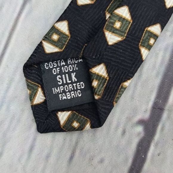 Vintage Neo Bill Blass Black Geometric Silk Tie - Picture 4 of 10